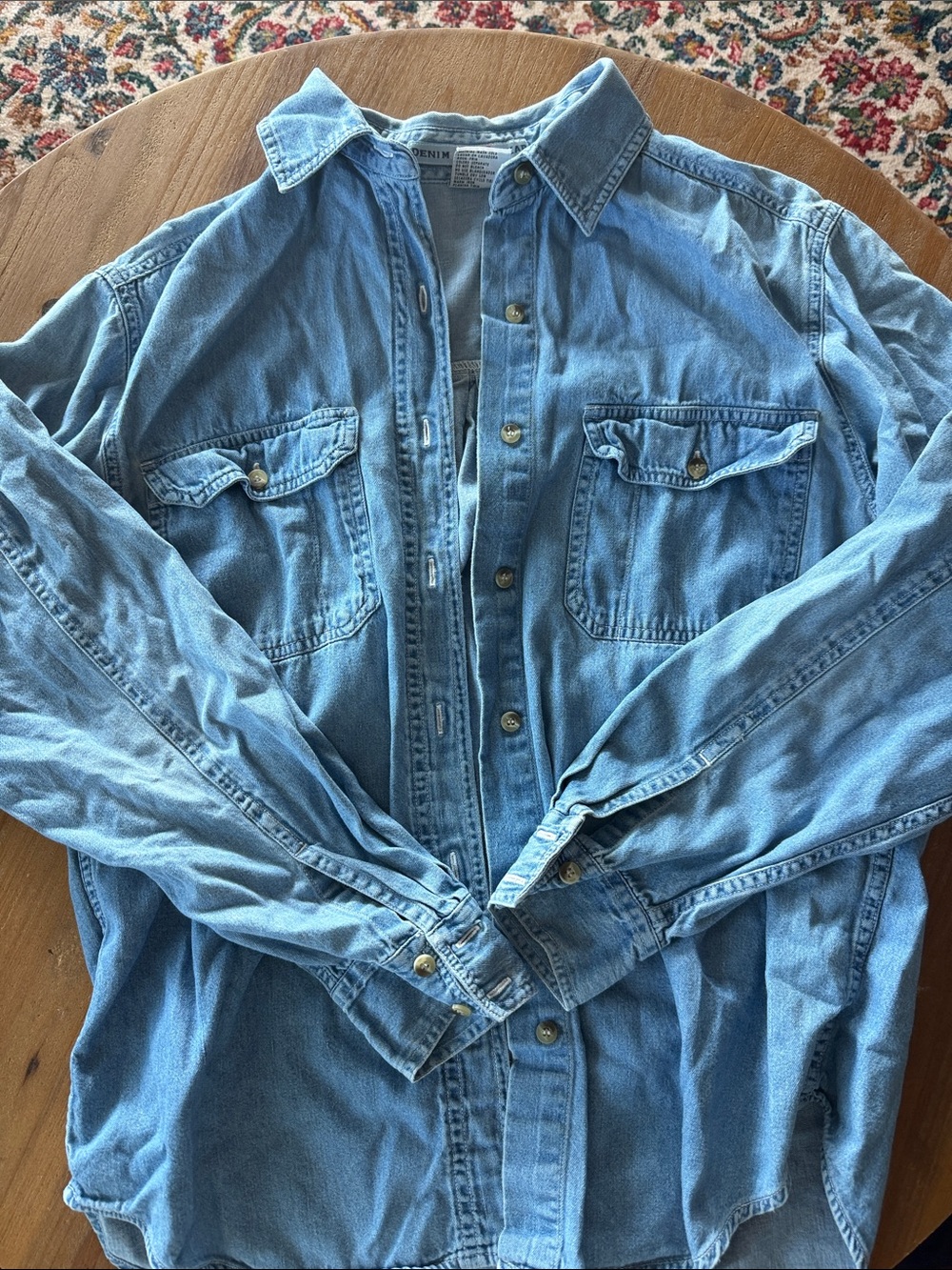 Denim Button-Down Shirt - Light Blue Casual Workshirt